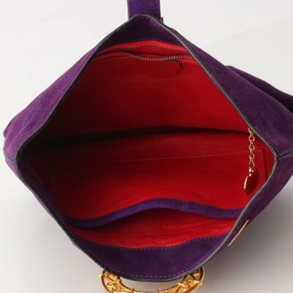 Celine Circle Logo Plate Suede Shoulder Bag Purple - Picture 6 of 10